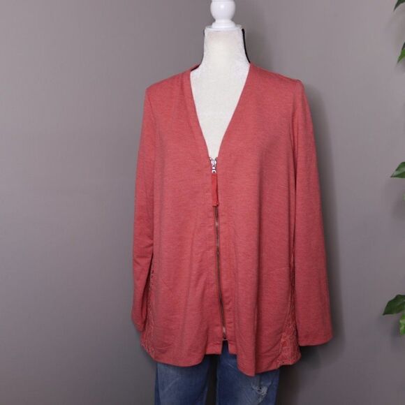 Logo Lounge Zip Up SweatShirt Jacket Crochet Lace - Picture 3 of 8